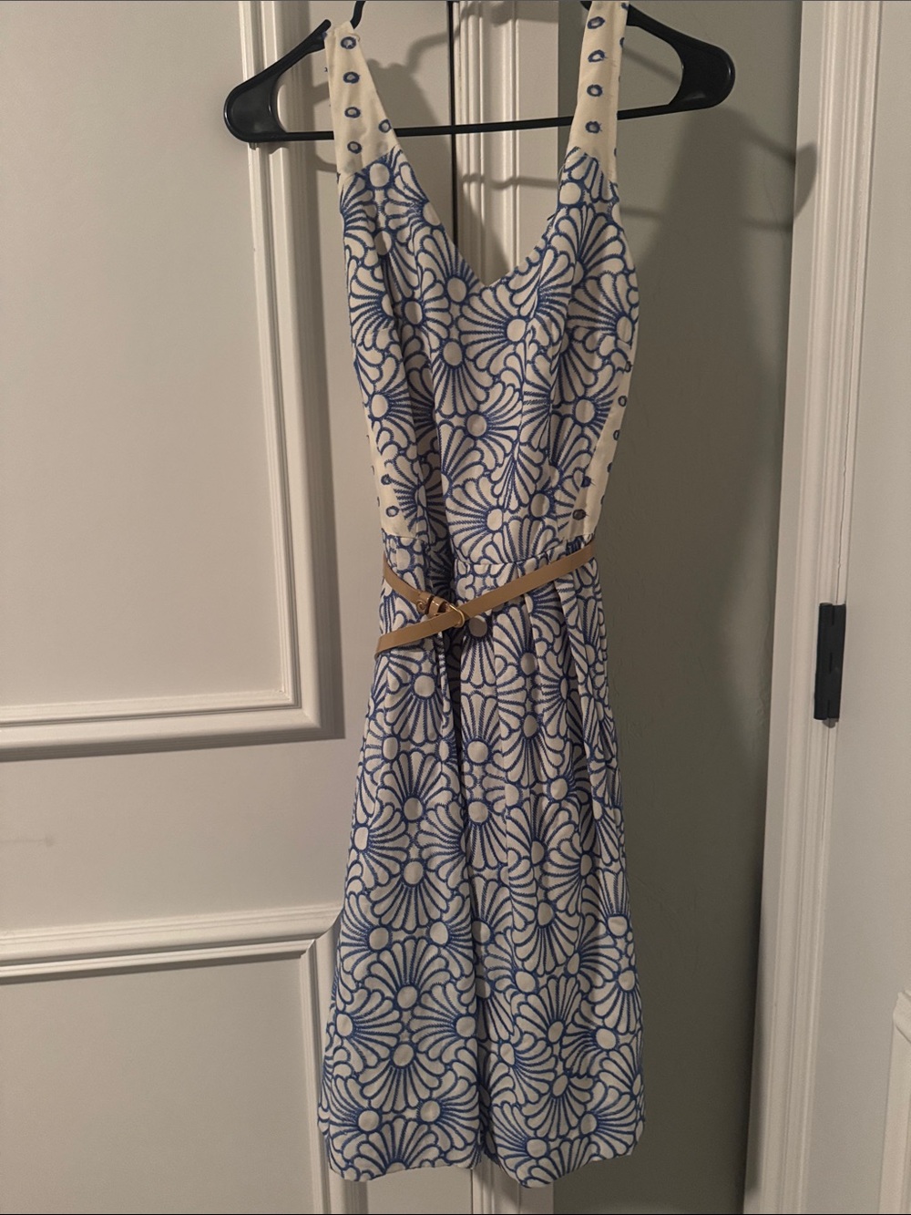 Antonio MELANI Sleeveless White and Blue Floral Sundress